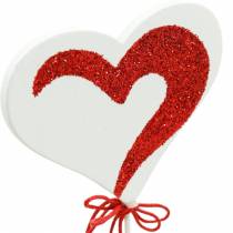 Artikel Hart op stokje rood, wit sierhart sierplug Valentijnsdag 16 stuks