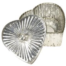 Artikel Hartvormig blik met deksel, glazen blik met hart, champagne, 15,5×15×10cm