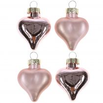 Boomdecoratie hart roze van glas 3cm 20st