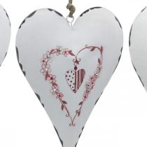 Decoratieve harten om op te hangen metaal wit metaal hart 12×16cm 3st