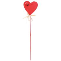 Artikel Hartpluggen hout rode decoratieve harten met lieveheersbeestjes 6cm 16 st