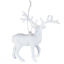 Artikel Hertendecoratie in witte kersthanger H13,5cm 3st