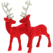 Deco hert decoratiefiguur deco rendier rood H20cm 2st