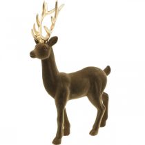 Deco decoratiefiguur hert deco rendier gevlokt bruin H37cm