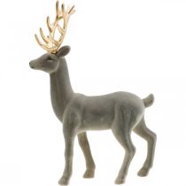 Artikel Decoratief hert decoratief figuur decoratief rendier gevlokt grijs H37cm