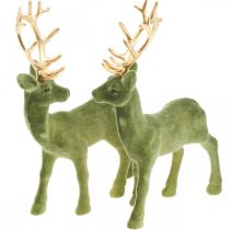 Deco hert decoratiefiguur deco rendier groen H20cm 2st