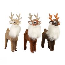 Kerstfiguren rendierdecoratie decoratieve hanger tafeldecoratie H11cm 3st