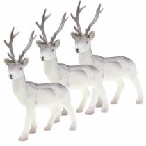 Artikel Decoratief Rendier Wit met Glitter – Winter Kerstdecoratie 20cm 3st