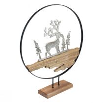 Artikel Hert decoratie ring decoratie standaard metaal hout zilver Ø38cm