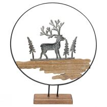 Artikel Hert decoratie ring decoratie standaard metaal hout zilver Ø38cm