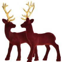 Hert Deco Rendier Bordeaux Goud Kalf Gevlokt 20cm Set van 2