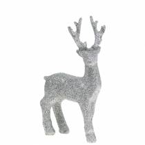 Decoratief figuur hert zilver glitter 9cm x 16cm