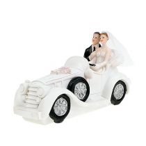 Bruidspaar bruid en bruidegom in een cabriolet 15 cm