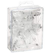 Artikel Bruiloft revers spelden transparant/zilver 5 cm 50 stuks