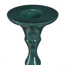 Artikel Hoge kandelaar metaal groene keramieklook H38cm