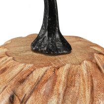 Artikel Houten pompoen met metalen handvat naturel zwart Ø12cm H13cm