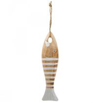 Houten visdecoratie maritieme vishanger hout 28,5cm