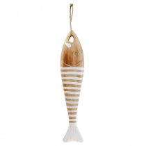 Houten visdecoratie maritieme vishanger hout 49cm