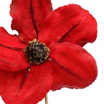 Artikel Houten bloem als plug rood Ø9cm - 12cm L45cm 15 st