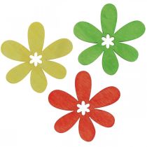 Artikel Houten bloemen strooidecoratie bloemen hout geel/oranje/groen Ø4cm 72 st