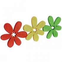 Artikel Houten bloemen strooidecoratie bloemen hout geel/oranje/groen Ø4cm 72 st