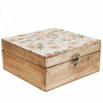Houten kistje met deksel juwelenkistje houten kistje 20×20×9,5cm