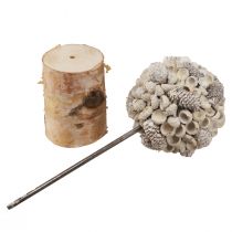 Artikel Houten decoratieboom winterdecoratie berk eikels kegels wit H40cm