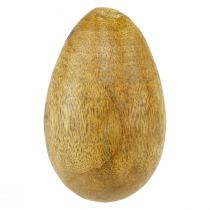 Houten eieren mangohout in jutenet Paasdecoratie naturel 7–8cm 6st