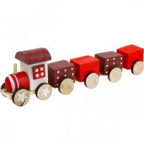 Artikel Houten treindeco kersttrein rood L20cm H6cm 2st