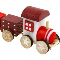 Artikel Houten treindeco kersttrein rood L20cm H6cm 2st