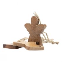 Houten engel natuurlijke decoratieve hanger engel decoratie 8×1×10cm 6st
