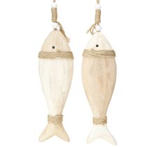 Artikel Houten vis decoratie maritieme hanger Paulownia hout 27cm 2st