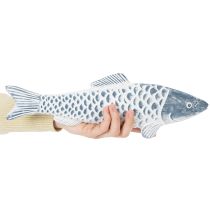 Artikel Houten vis in blauw en wit, visdecoratie, houtnerf, 35 cm, 1 stuk