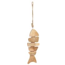 Artikel Houten vis om op te hangen maritieme jute naturel 27cmx2cmx10cm