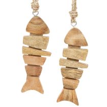 Artikel Houten visdecoratiehanger maritiem in naturel 16x2x5cm 2st