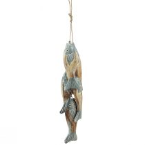 Artikel Houten vis zilvergrijze hanger met 5 vissen hout 15cm