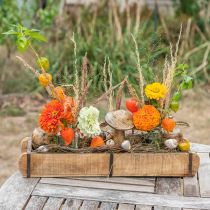 Artikel Houten plantenbak met metalen beslag, dubbele steenvorm, vintage plantenbak L57cm