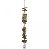 Deco slinger drijfhout met glazen maritieme wanddecoratie 70cm
