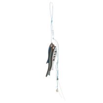 Artikel Houten visvormige hangdecoratie, blauw, 36 cm, 4 stuks