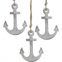 Ankerdecoratie, maritieme zomerdecoratie, hangdecoratie hout 12cm 5st