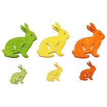Artikel Houten konijn 2cm - 4cm kleurrijk assorti 96 stuks
