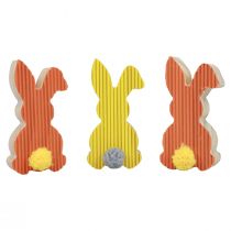 Artikel Houten konijntjes decoratieve konijntjes Paasdecoratie geel oranje 4×8cm 6st
