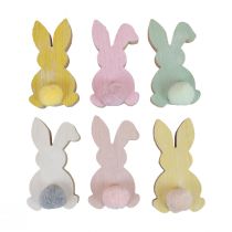 Artikel Houten konijntjes decoratieve konijntjes Paasdecoratie hout pastel 8,5×16cm 6 st