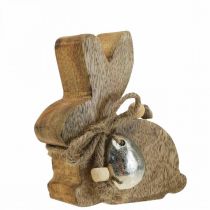 Houten konijn decoratie tafeldecoratie Pasen mangohout 8,5×4×10cm