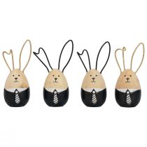 Artikel Houten konijneneieren Paasdecoratie zwart wit Ø4,5cm 12cm 4st