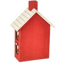 Artikel Houten huisdecoratie lichthuisje hout rood en wit voor batterij H19,5cm