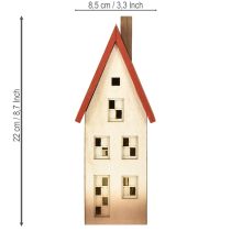 Artikel Houten huisdecoratie lichthuisje natuurlijk rood voor batterij 8,5×6,5×22cm