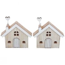Artikel Houten huis decoratieve huistafelstandaard hout 16,5 cm 2 st