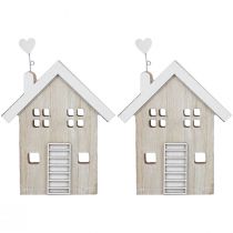 Artikel Houten huis decoratieve huistafelstandaard hout 20cm 2 st