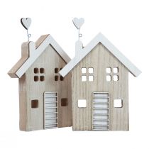 Artikel Houten huis decoratieve huistafelstandaard hout 20cm 2 st